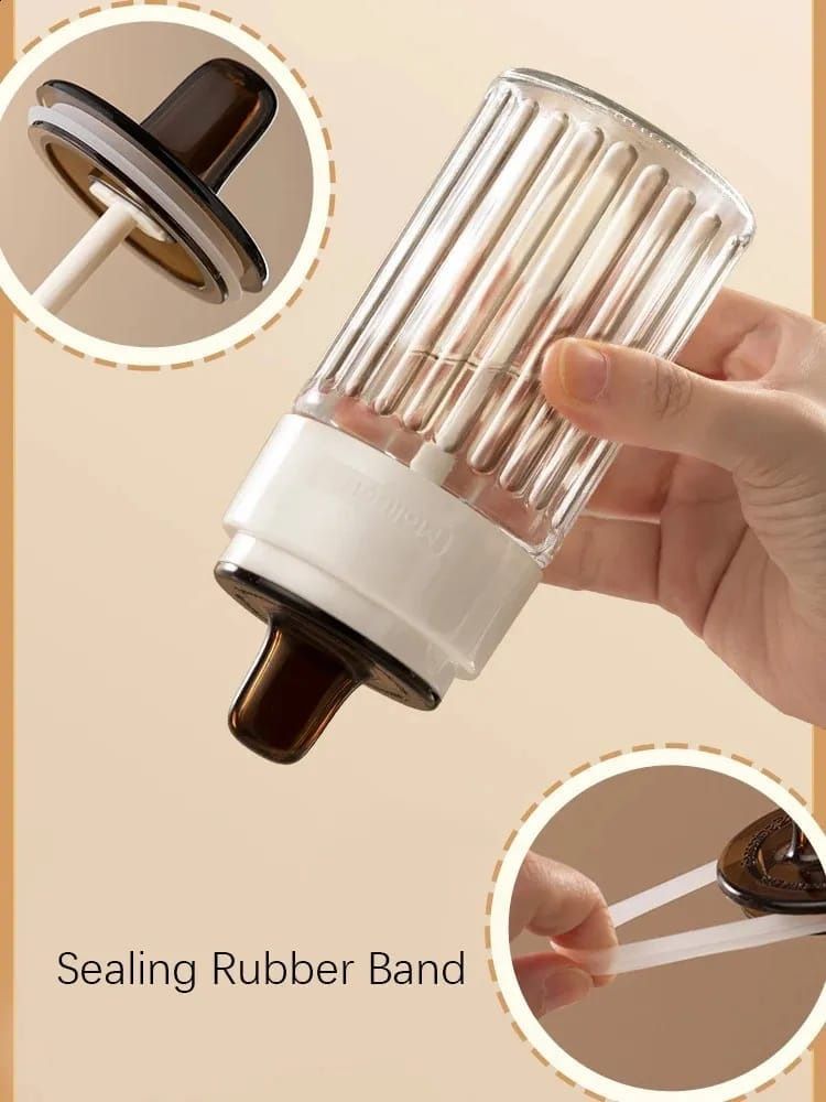 4 Pieces 260ml Stripped Oil Glass Bottle Leak-proof Olive Oil Storage Vinegar Dispenser for Cooking Baking Salad