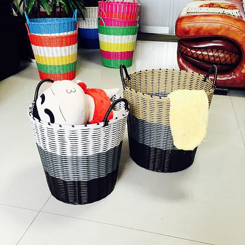 Rattan Woven Laundry Basket – Rattan-Style Storage for Toys, Dirty Clothes, and Household Items