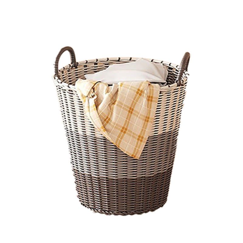Rattan Woven Laundry Basket – Rattan-Style Storage for Toys, Dirty Clothes, and Household Items