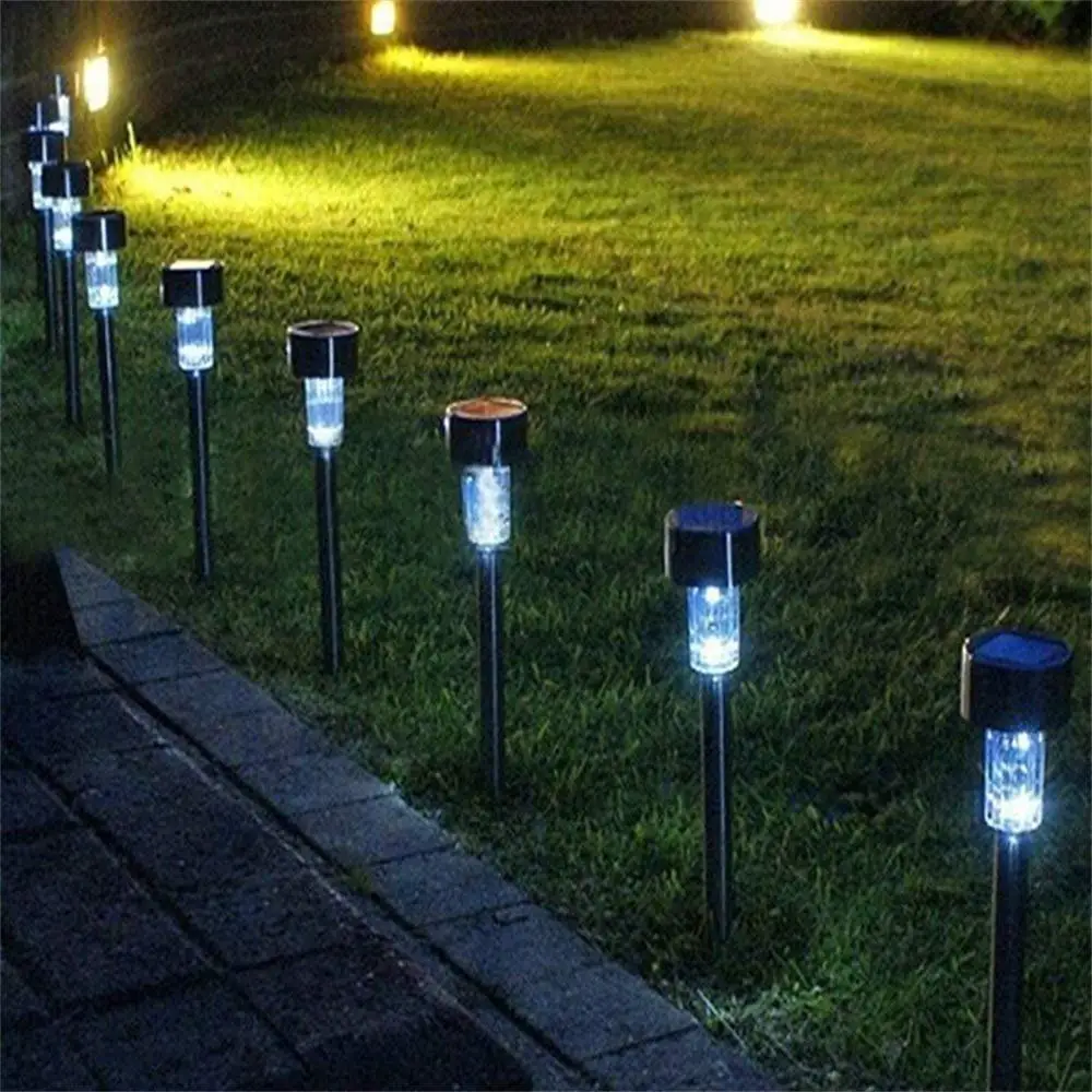 10 Pieces Lawn Floor Lamp Garden Decorative Stainless Steel Light Decorative Lamp Automatically Lamp Pathway Lights Outdoor