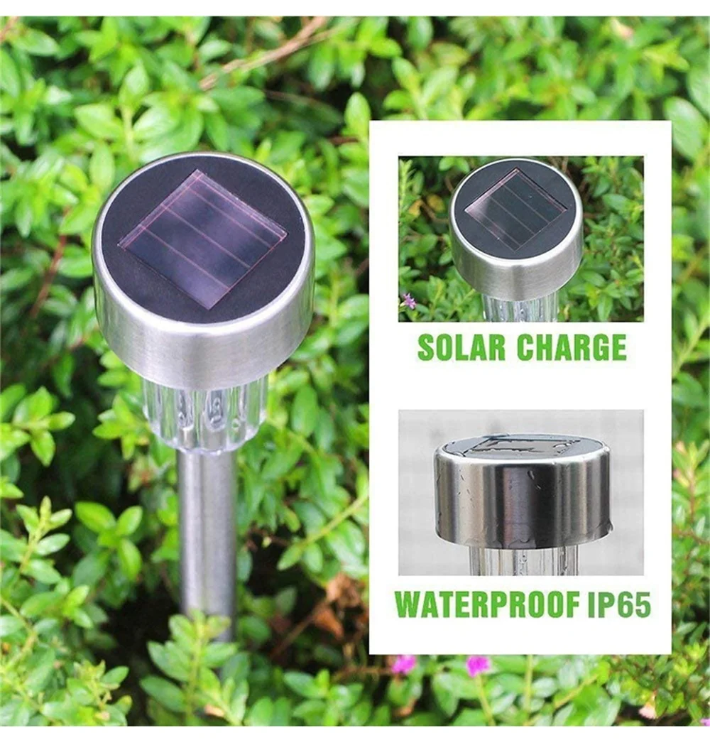 10 Pieces Lawn Floor Lamp Garden Decorative Stainless Steel Light Decorative Lamp Automatically Lamp Pathway Lights Outdoor