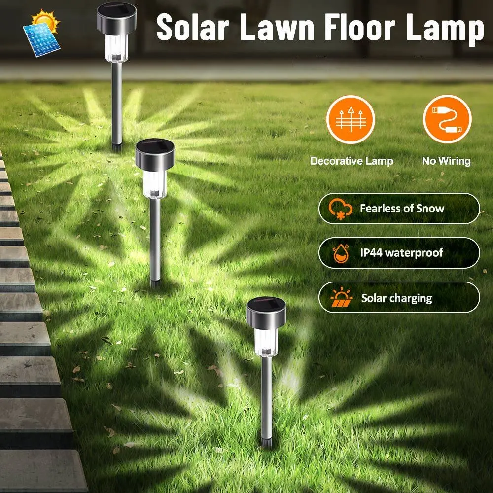 10 Pieces Lawn Floor Lamp Garden Decorative Stainless Steel Light Decorative Lamp Automatically Lamp Pathway Lights Outdoor