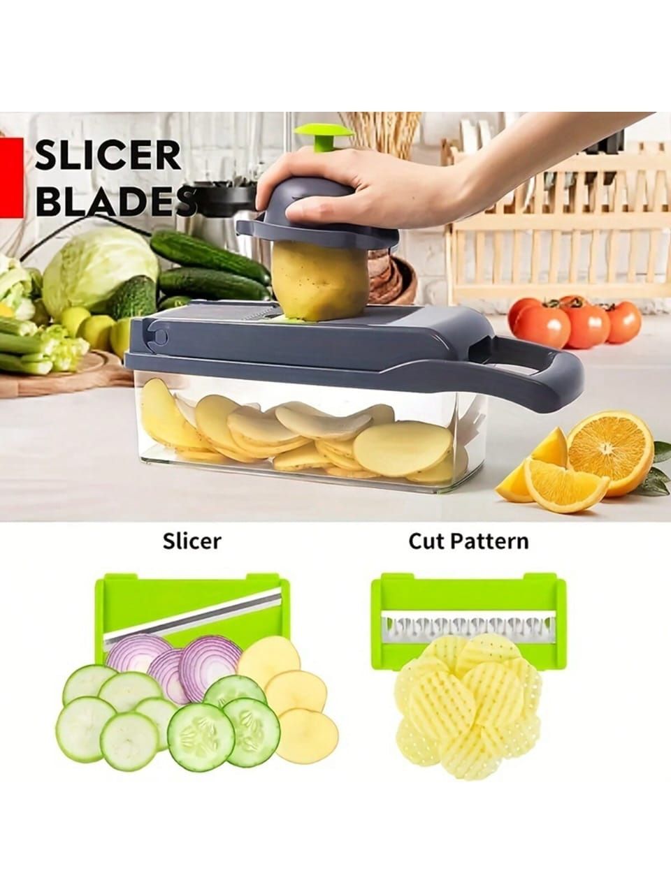 16 in 1 Multifunctional Vegetable Chopper Handle Food Grate Food Chopper Vegetable Slicer Dicer Cut Kitchen Items cocina