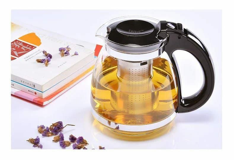 1.1L Glass Fruit Teapot With Handle Kitchenware Filter Jug Household Kitchen Coffee Pot Kitchen Bar Supplies