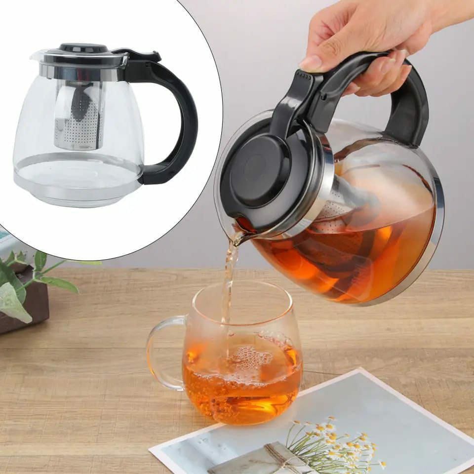 1.1L Glass Fruit Teapot With Handle Kitchenware Filter Jug Household Kitchen Coffee Pot Kitchen Bar Supplies