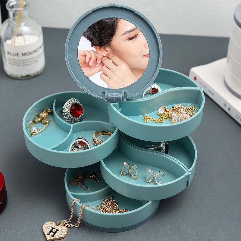 4 Layer Rotating Jewelry Stand Holder Display Tray Jewelry Storage Box Multilayer Rotating Plastic Stand Earring Ring Box Cosmetics