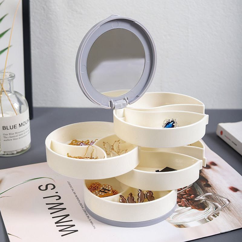 4 Layer Rotating Jewelry Stand Holder Display Tray Jewelry Storage Box Multilayer Rotating Plastic Stand Earring Ring Box Cosmetics