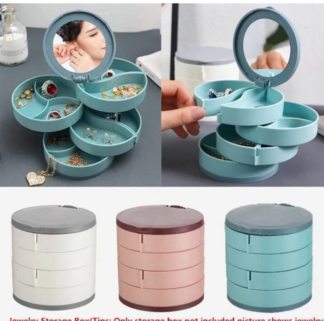 4 Layer Rotating Jewelry Stand Holder Display Tray Jewelry Storage Box Multilayer Rotating Plastic Stand Earring Ring Box Cosmetics