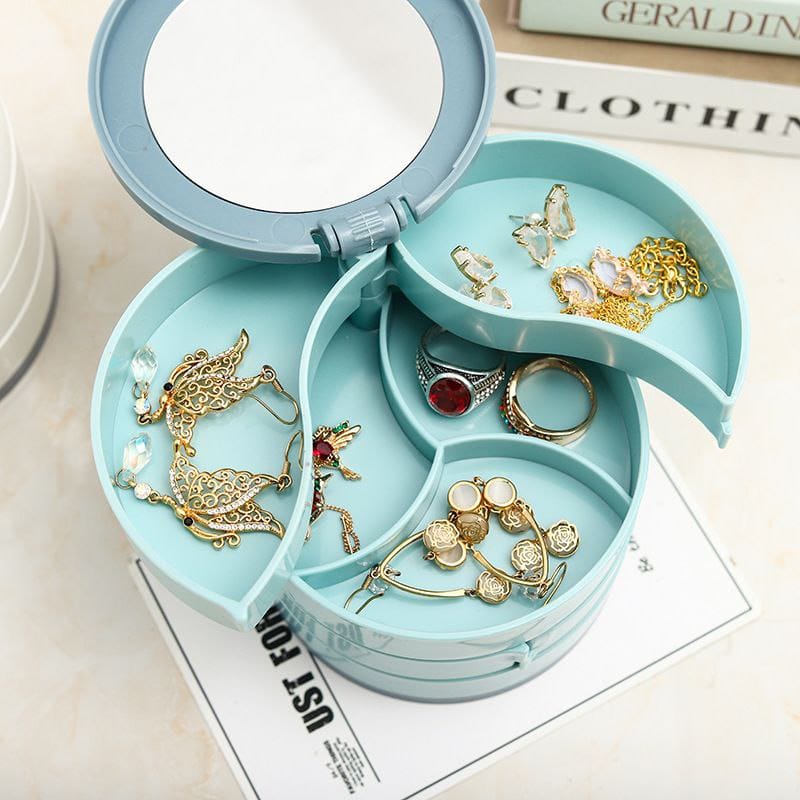 4 Layer Rotating Jewelry Stand Holder Display Tray Jewelry Storage Box Multilayer Rotating Plastic Stand Earring Ring Box Cosmetics