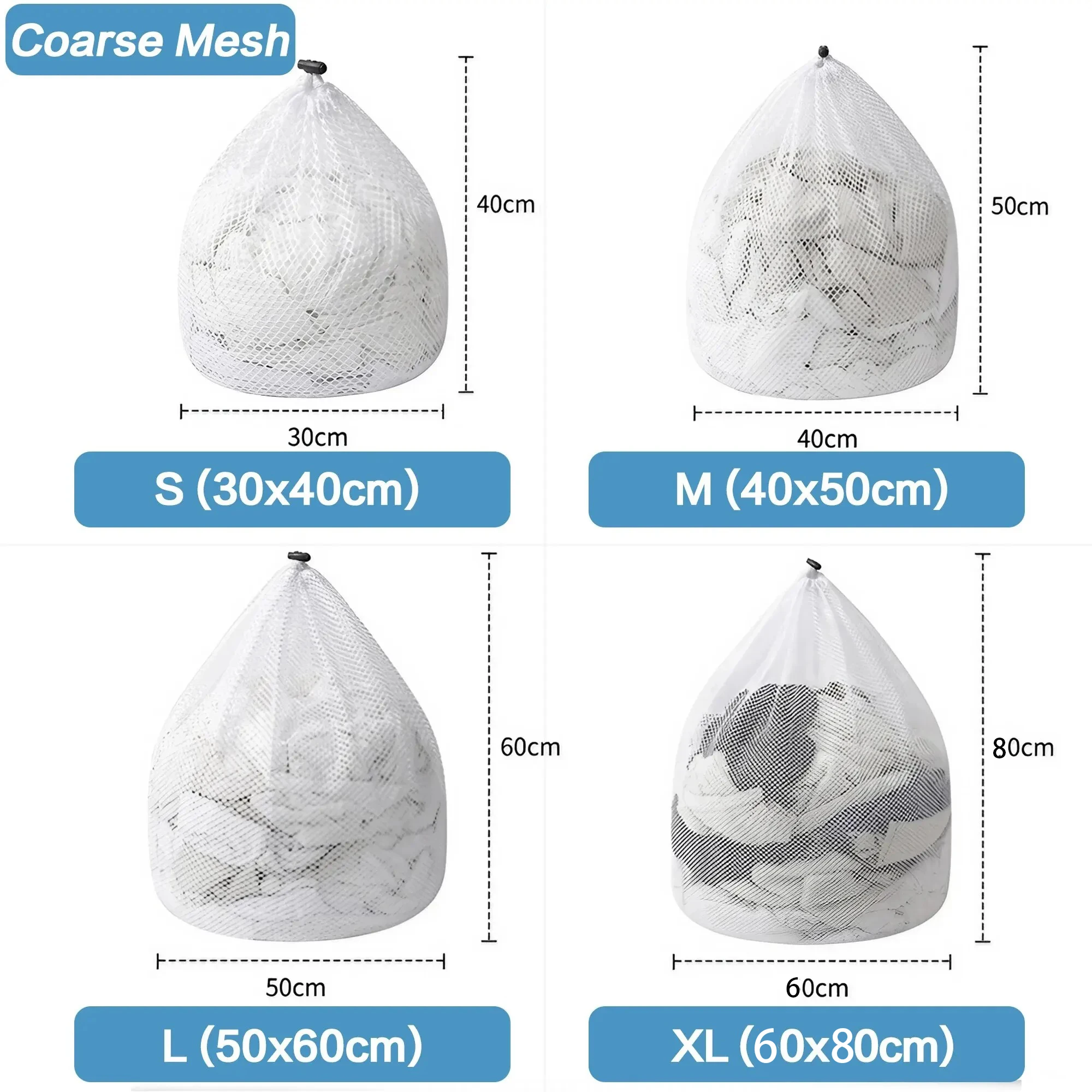 3 Pieces Drawstring Laundry Bags Large Capacity Fine Mesh Coarse Mesh Wash Bag For Clothes Jeans Blankets Durable Washing Net