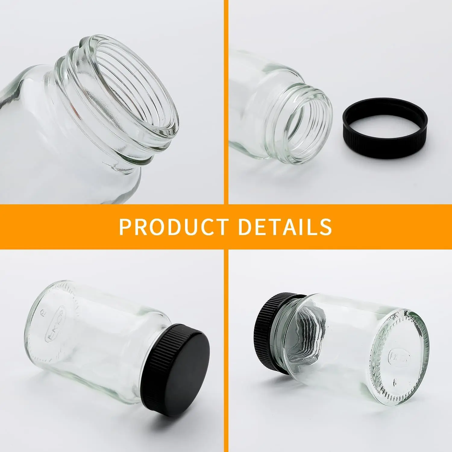 5 Pieces 100ml Glass Shot Bottles with Caps - Mini Transparent Travel Bottles for Ginger Beer, Health Tonics, Juice, Samples & Whiskey