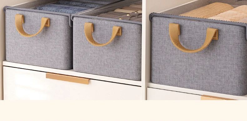 Collapsible Clothing Organizer Folding Clothes Storage Basket with Cover Metal Frame Underwear Storage Home Organization Drawer