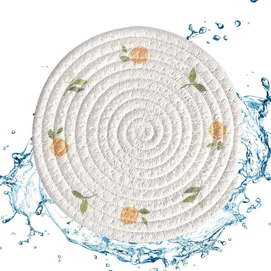 2pcs Insulation Placemats Heat-Resistant Dining Table Mats Floral Pattern Kitchen Bowl Pads Round Place Mats For Home