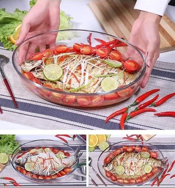 2 pc Baking Tin round for Baking - 10 Inch Glass Baking Dish - Clear and Durable Oven Baking Pie Pan Quiche Baking Dish Deep