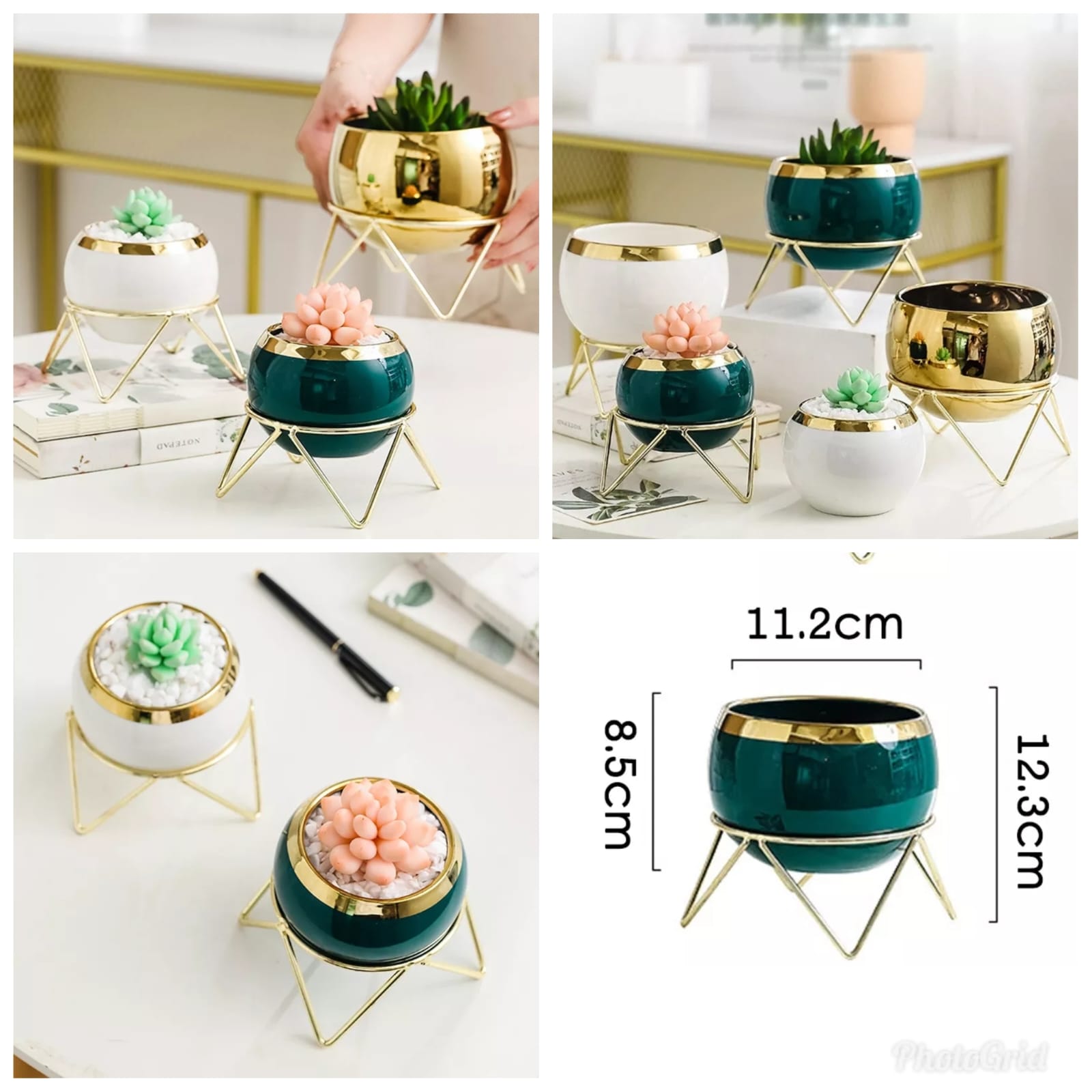 Kilimall Special offers!! Creative Nordic Succulent Plant Flower Pot Decorative Cactus Iron Ceramic Flowerpot Golden Container Home Office Furnishings