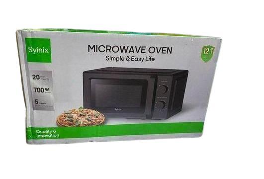 Syinix Microwave Manual Oven 20L MW720-03M,with Rotary Switch Knob, 700W Countertop Small Microwave,with Microwave Turntable Plate, 6 Level Power Tabletop Microwave with Microwave Handle