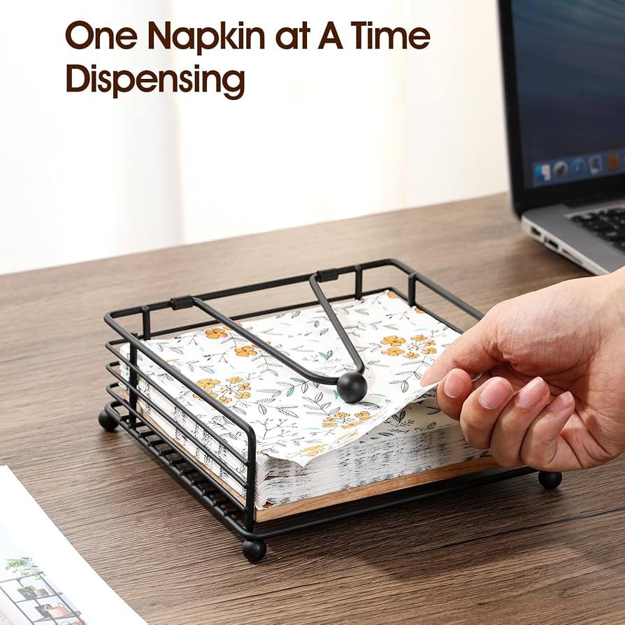 Luxury Metallic litchen Serviette holder with Bamboo place on/Napkin holder with the size of 18cmx18cmx6.8cm