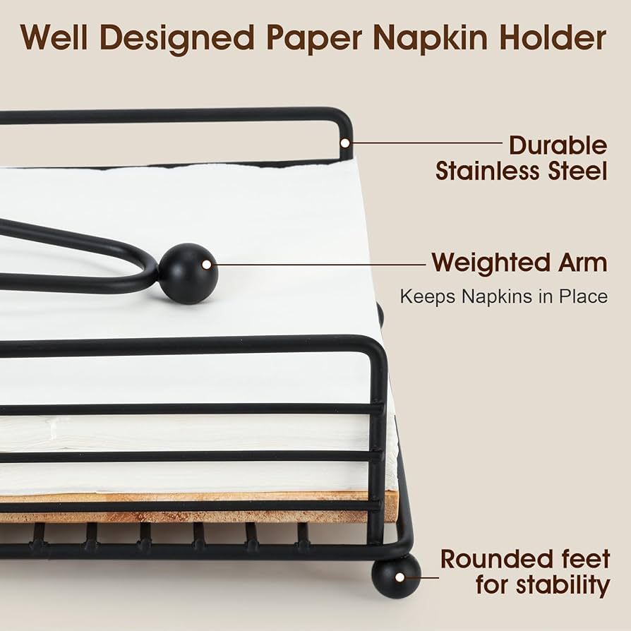 Luxury Metallic litchen Serviette holder with Bamboo place on/Napkin holder with the size of 18cmx18cmx6.8cm