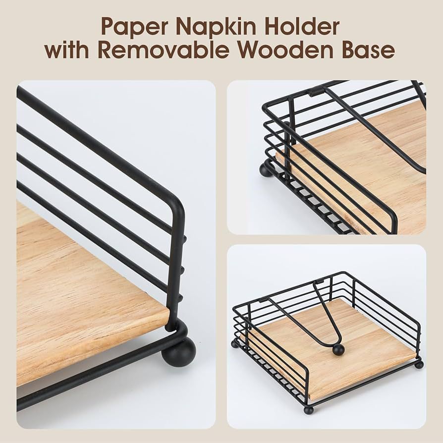 Luxury Metallic litchen Serviette holder with Bamboo place on/Napkin holder with the size of 18cmx18cmx6.8cm