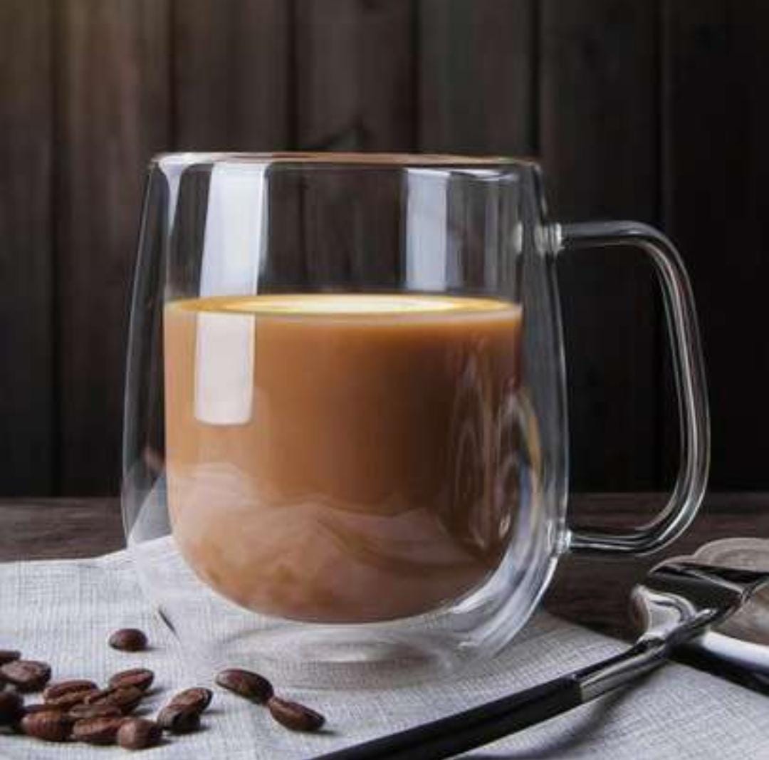 350ml Double Wall Insulated Glass Coffee Mug Tea Cup