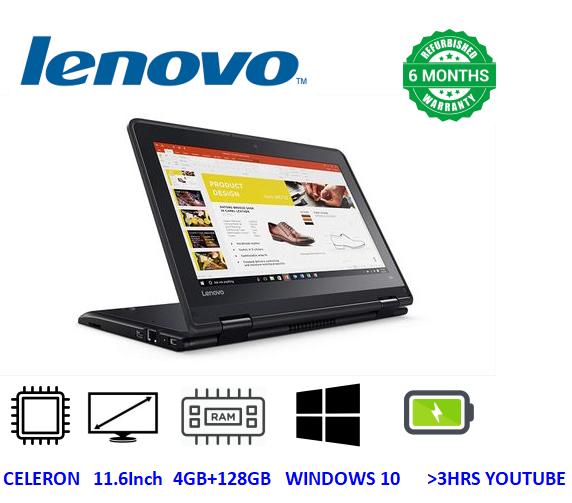 (SPECIAL OFFER) TOUCHSCREEN REFURBISHED LENOVO THINKPAD YOGA 11E 4GB RAM 128GB SSD , CELERON, 2 IN 1 LAPTOP , 5TH GENERATION X360