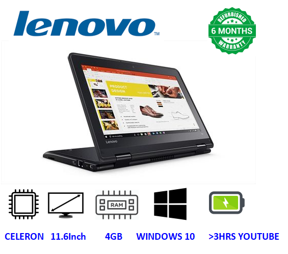 TOUCHSCREEN REFURBISHED LENOVO THINKPAD YOGA 11E X360 4GB RAM 128GB SSD CELERON 2 IN 1 LAPTOP  Refurbished Laptop Computers Notebook