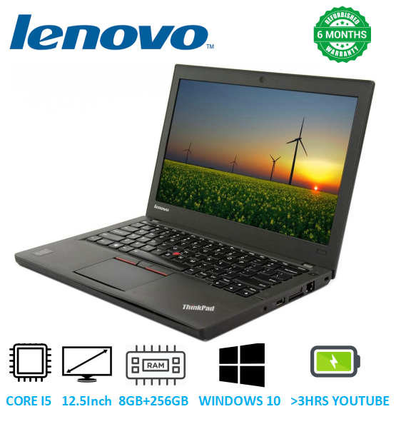 (SPECIAL OFFER) Refurbished LENOVO THINKPAD X270 CORE I5 8GB RAM 256GB SSD 6TH GENERATION 12.5" INCH , WINDOWS LAPTOPS Refurbished Laptops Computers Notebook