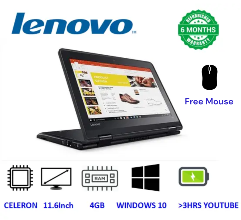Touchscreen Refurbished lenovo thinkpad yoga 11e 2 in 1 laptop x360 celeron 4gb ram  128gb ssd 11.6'' inch  Lenovo Refurbished laptops Notebook Computers