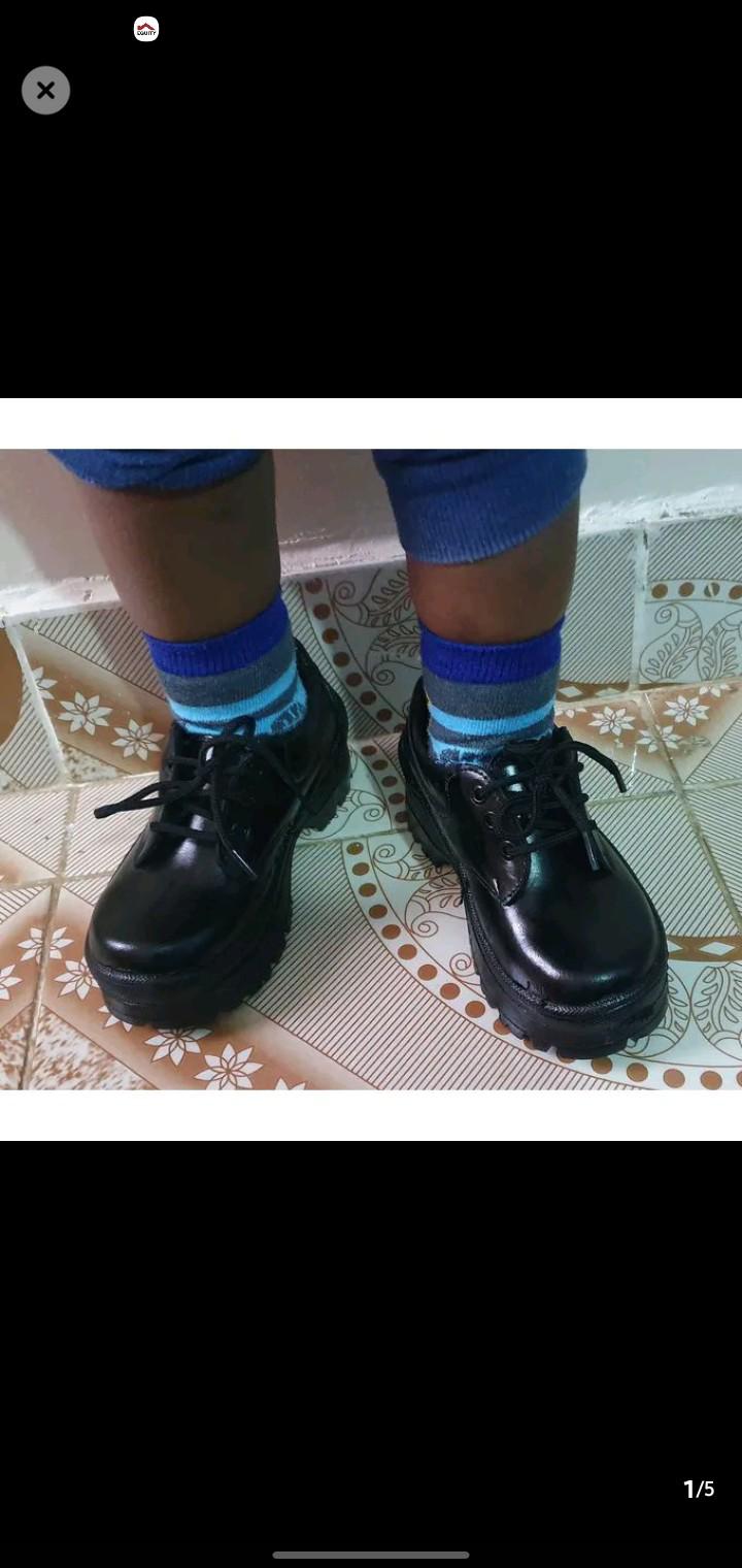 🔥Boys and girls pure Leather Shoes Solid Black Kid Shoes Spring Autumn Baby Casual School Shoes Children Shoes🔥