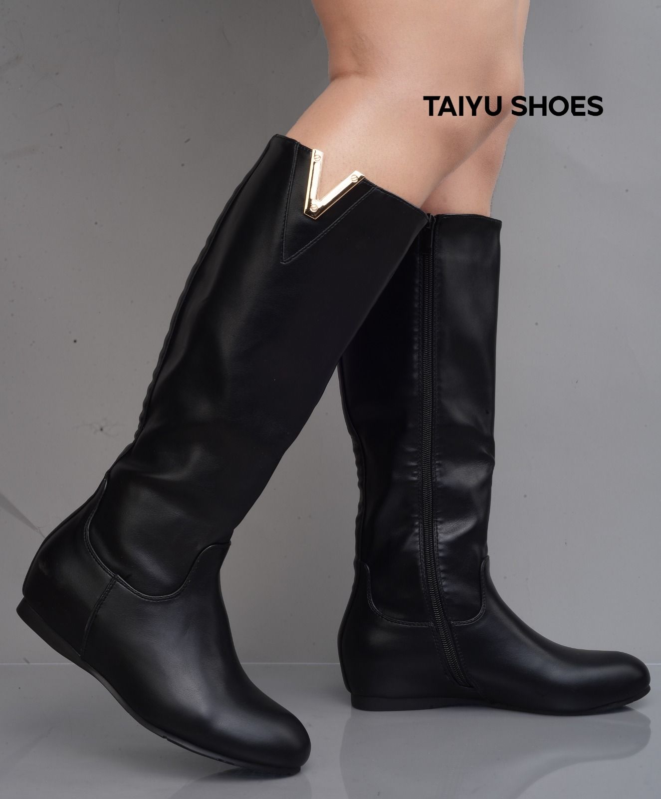 Ladies Low Heel Casual Long Women's Boots Plus Cotton Warm Zipper Round-Toe Winter Shoes Motorcycle Boots Knee High Women 🔥🔥🔥🔥🔥