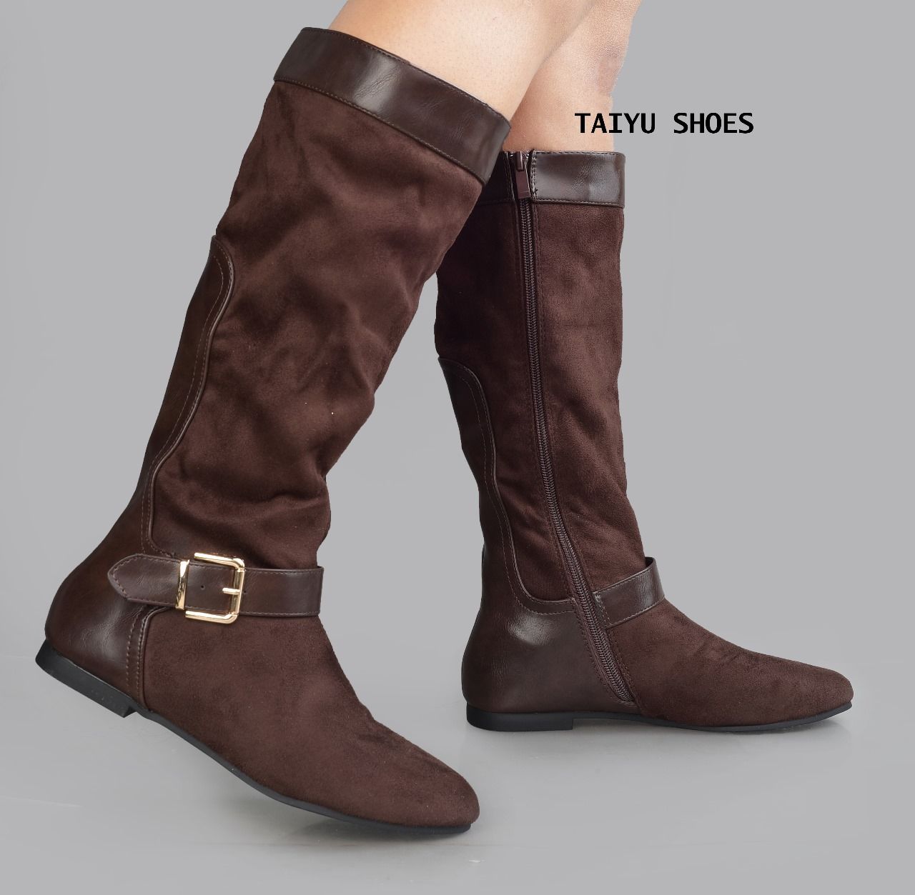 Ladies Low Heel Casual Long Women's Boots Plus Cotton Warm Zipper Round-Toe Winter Shoes Motorcycle Boots Knee High Women 🔥🔥🔥🔥🔥