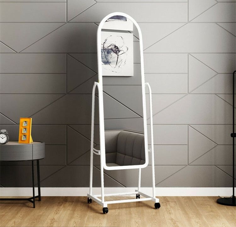 Full Length Dressing Mirror with Wheels White