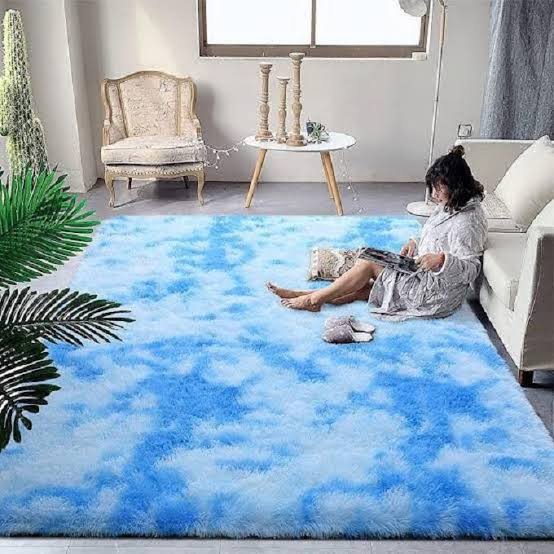 5 By 8 Soft Fluffy Sky Blue Patches Carpets - A carpet that is very unique, first life, fluffy, very soft and smooth giving you the ideal feeling that keeps your feet warm giving you a relaxed mood.