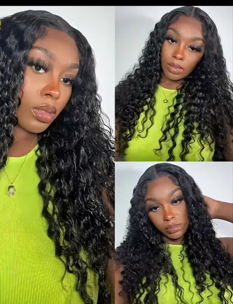 Deep wave water curl  Lace frontal human hair wigs brazilian remy hair curly human hair for women