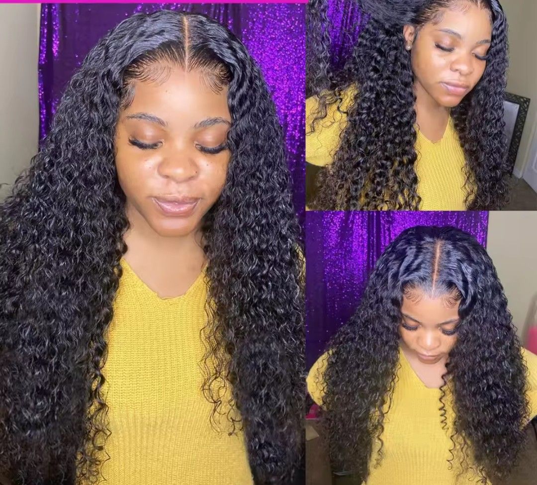 Deep wave water curl  Lace frontal human hair wigs brazilian remy hair curly human hair for women