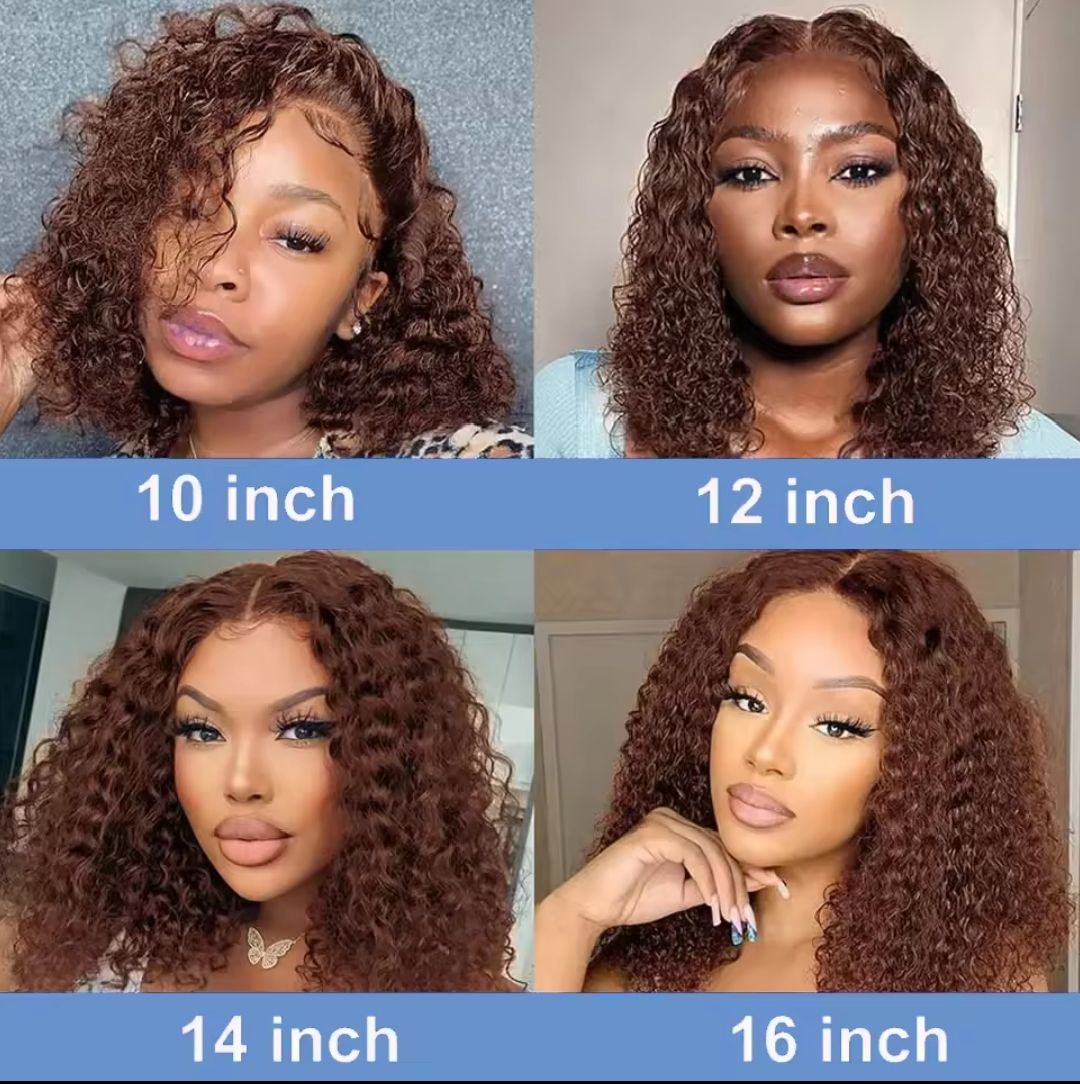 Chocolate dark brown curly human hair wig, Deep wave curly human hair wig, water curl human hair wig