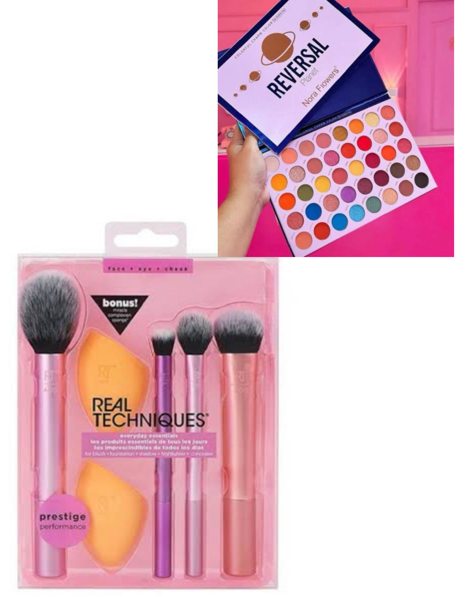 Makeup Eyeshadow palette +  Makeup brushes set  + 2pcs  beauty blender