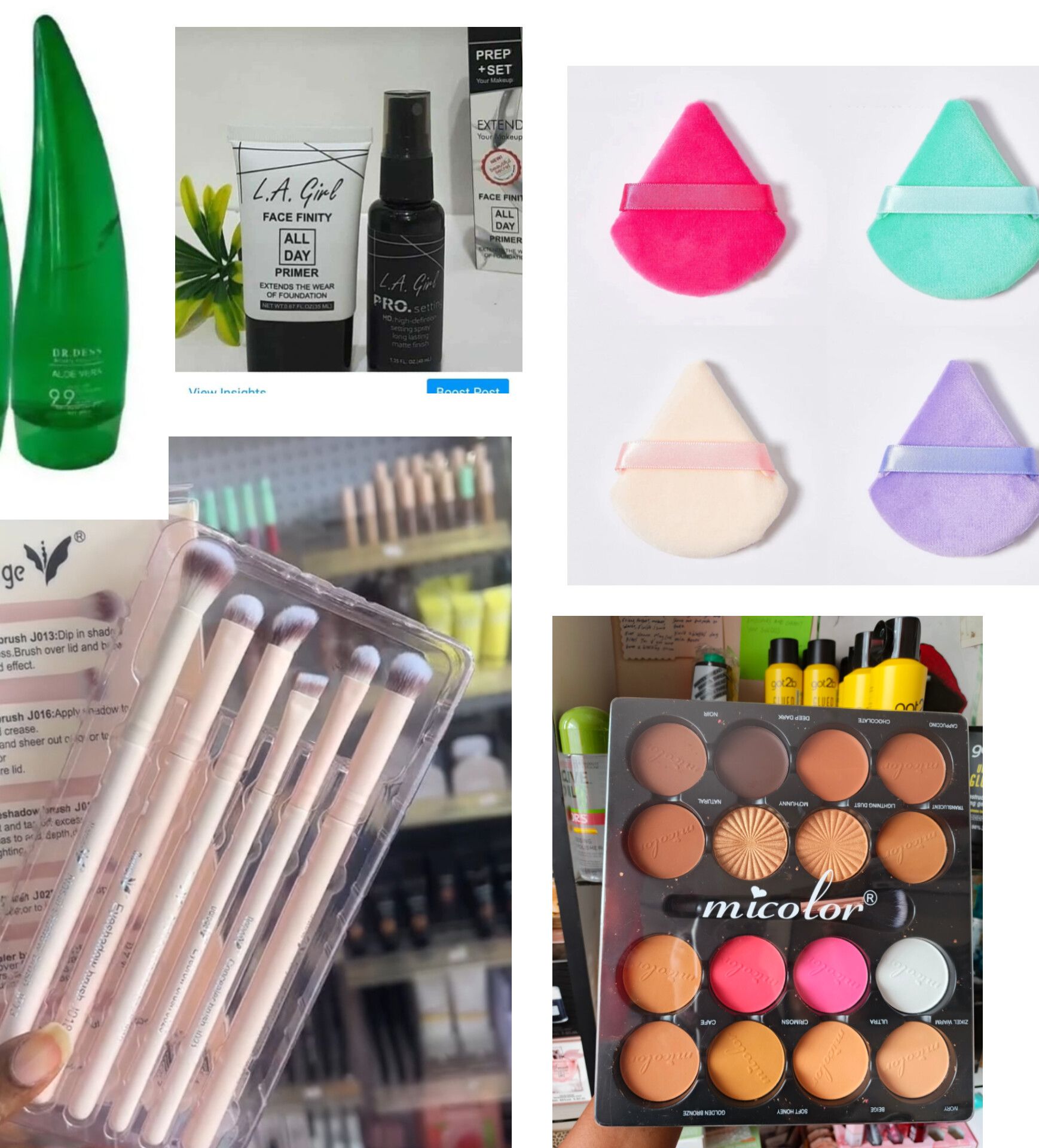 Best Quality makeup kit of - Setting spray, Primer, powder puff, Face moisturizer,  Makeup brushes, Contour palette