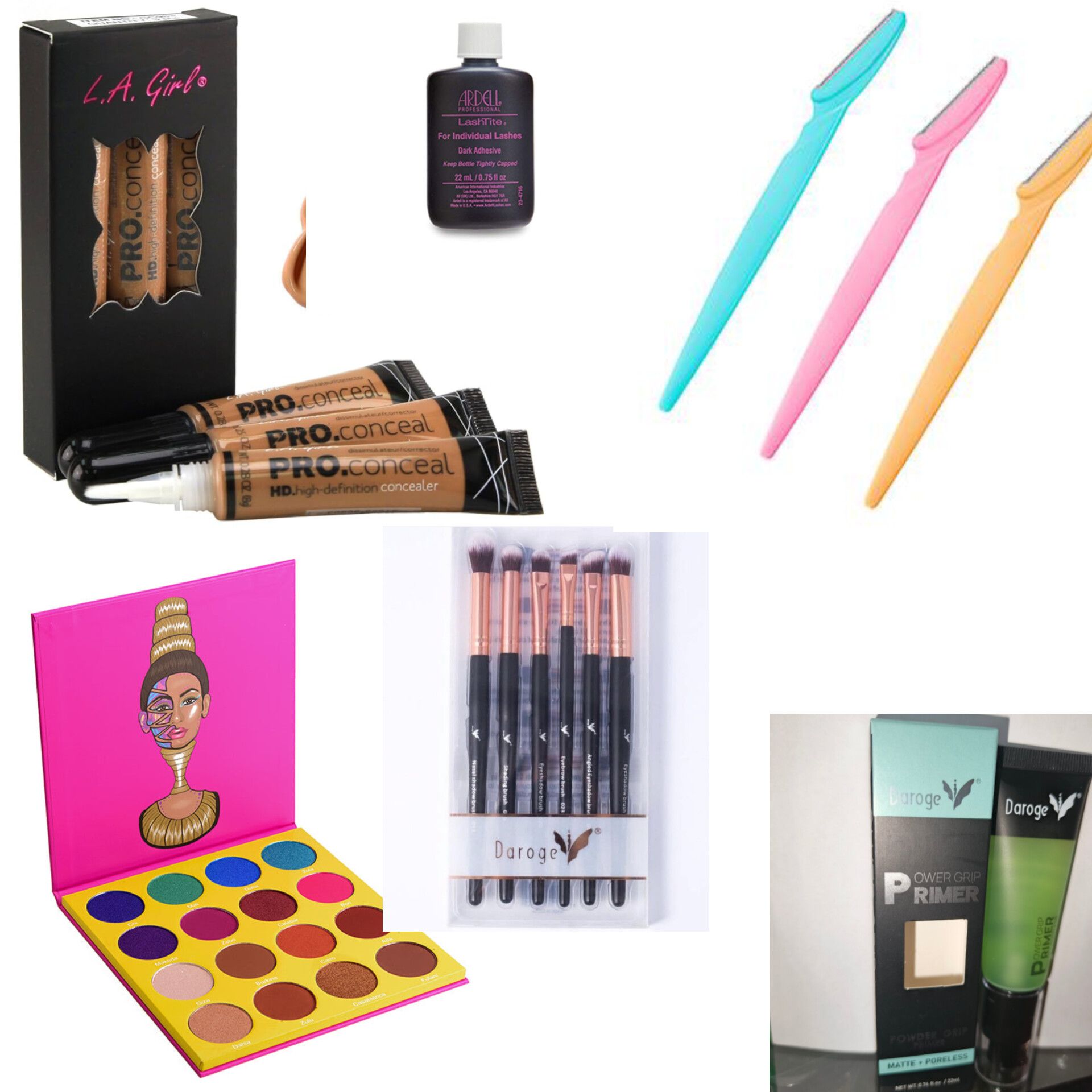 Makeup kit SET -- 3pcs Concealer, Lash glue, Eyebrow trimmer, Eyeshadow palette, Makeup brushes, Makeup primer + FREE 🎁Gift BAG