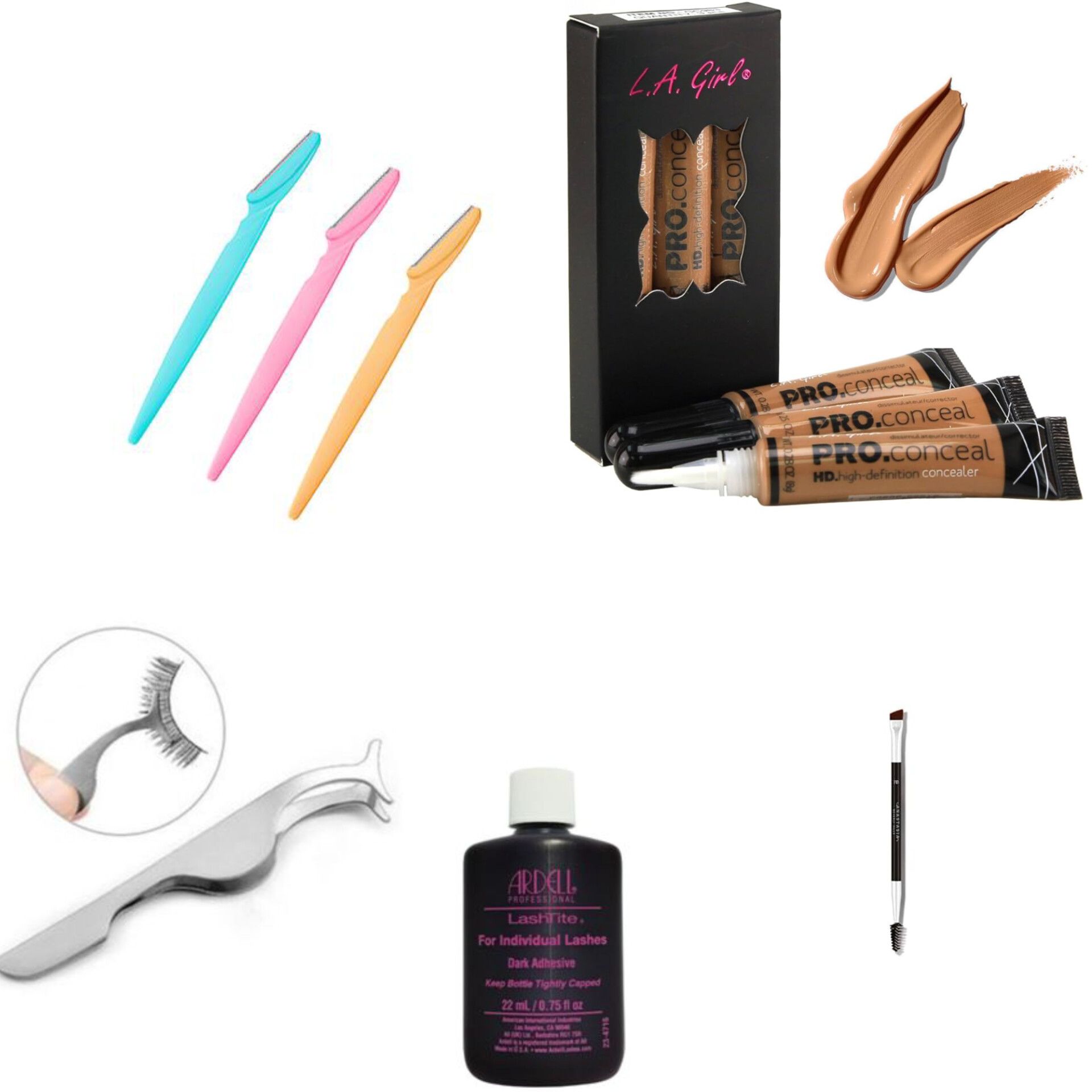 Makeup kit SET include -- Eyebrow trimmer, 3pcs Concealer, brush, Lash glue, Lash applicators  + FREE Gift🎁 BAG