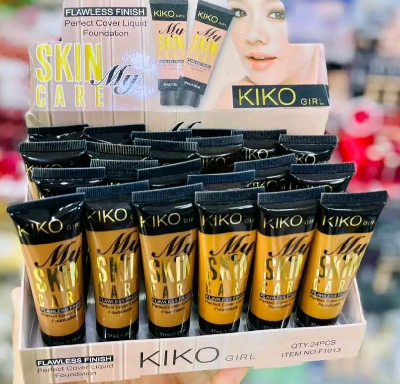 KIKO Girl Foundation my skin care Flawless finish Foundation + FREE Lip gloss, Powder Puff