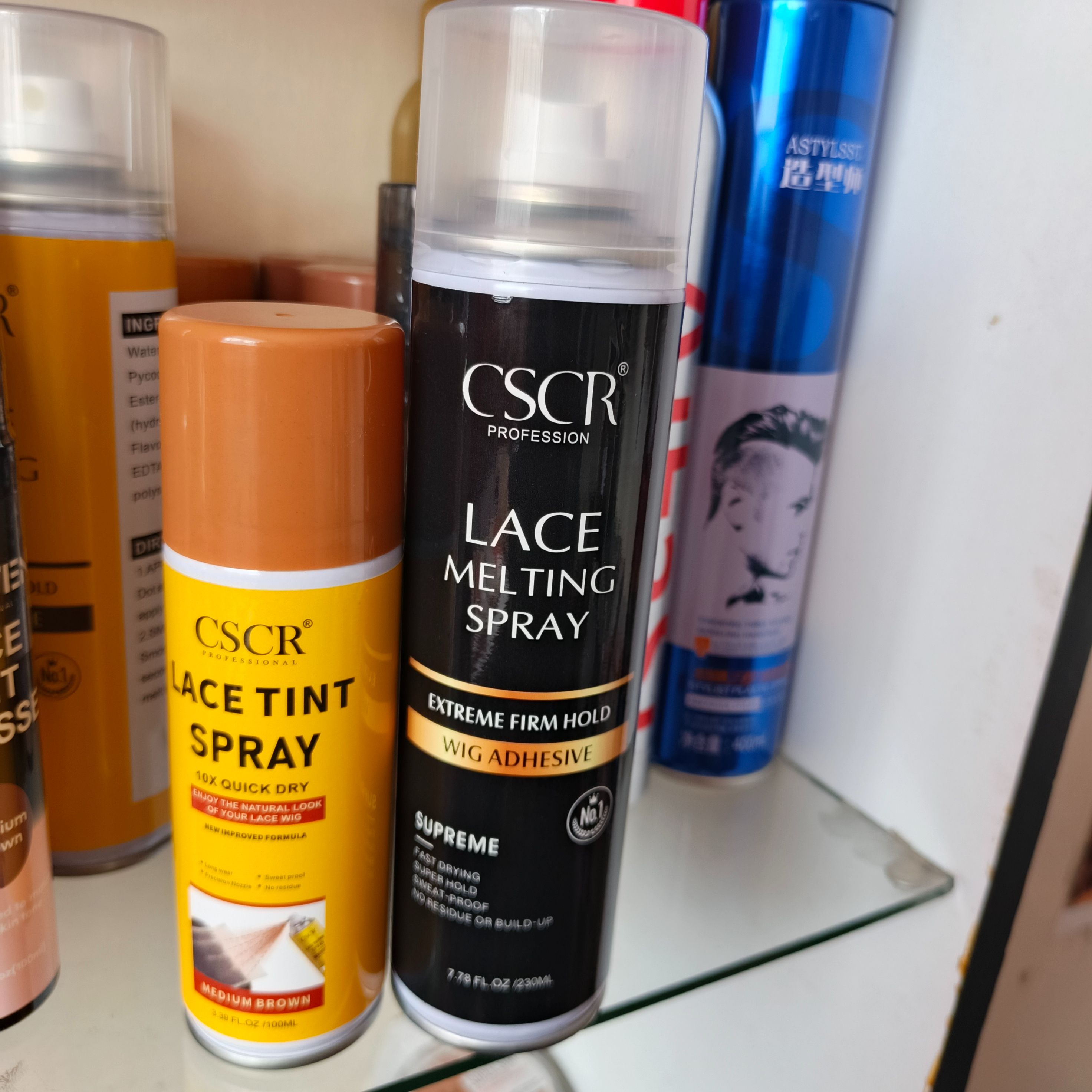 CSCR Lace melting spray + FREE Lace tint spray  quick drying Firm hold