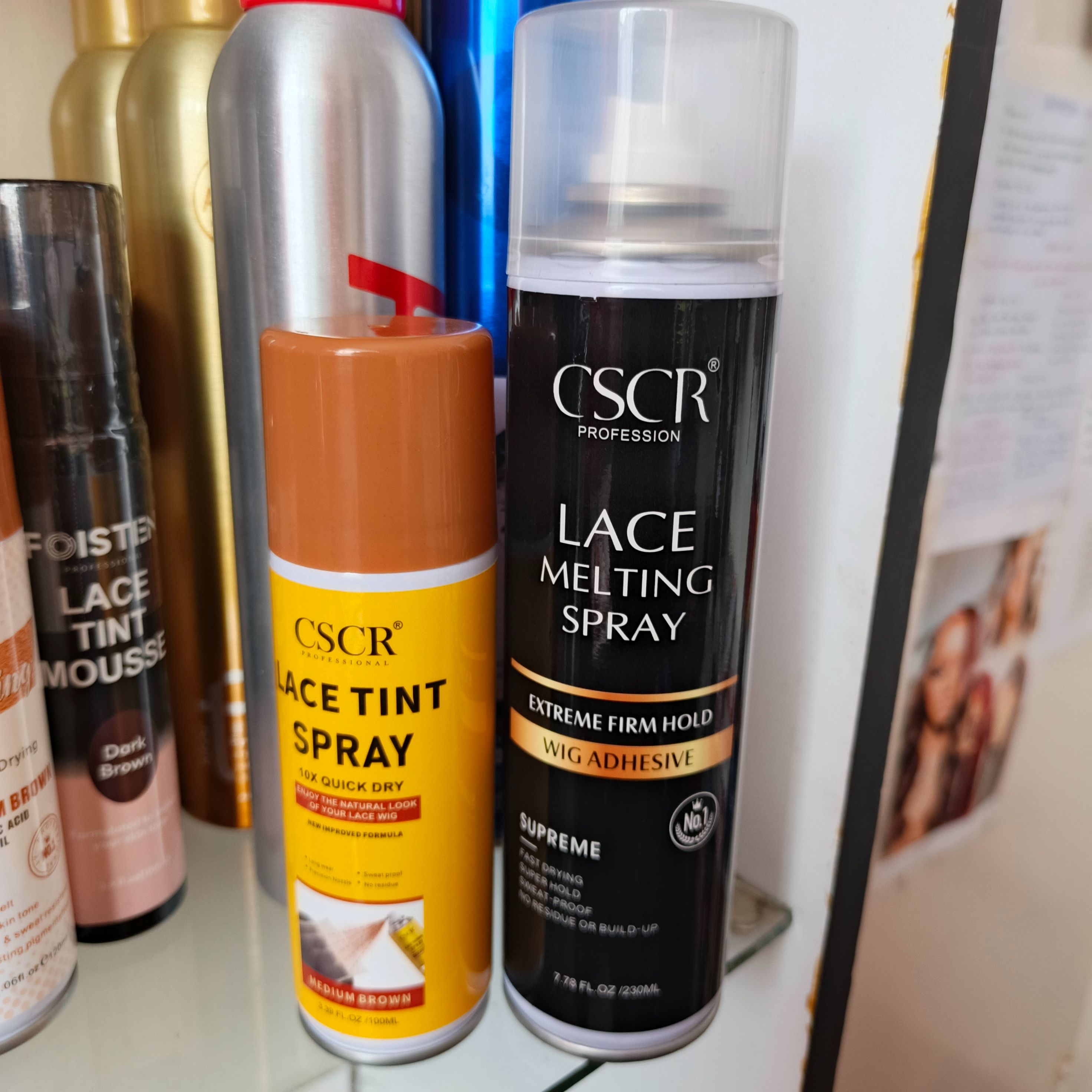 CSCR Lace melting spray + FREE Lace tint spray  quick drying Firm hold