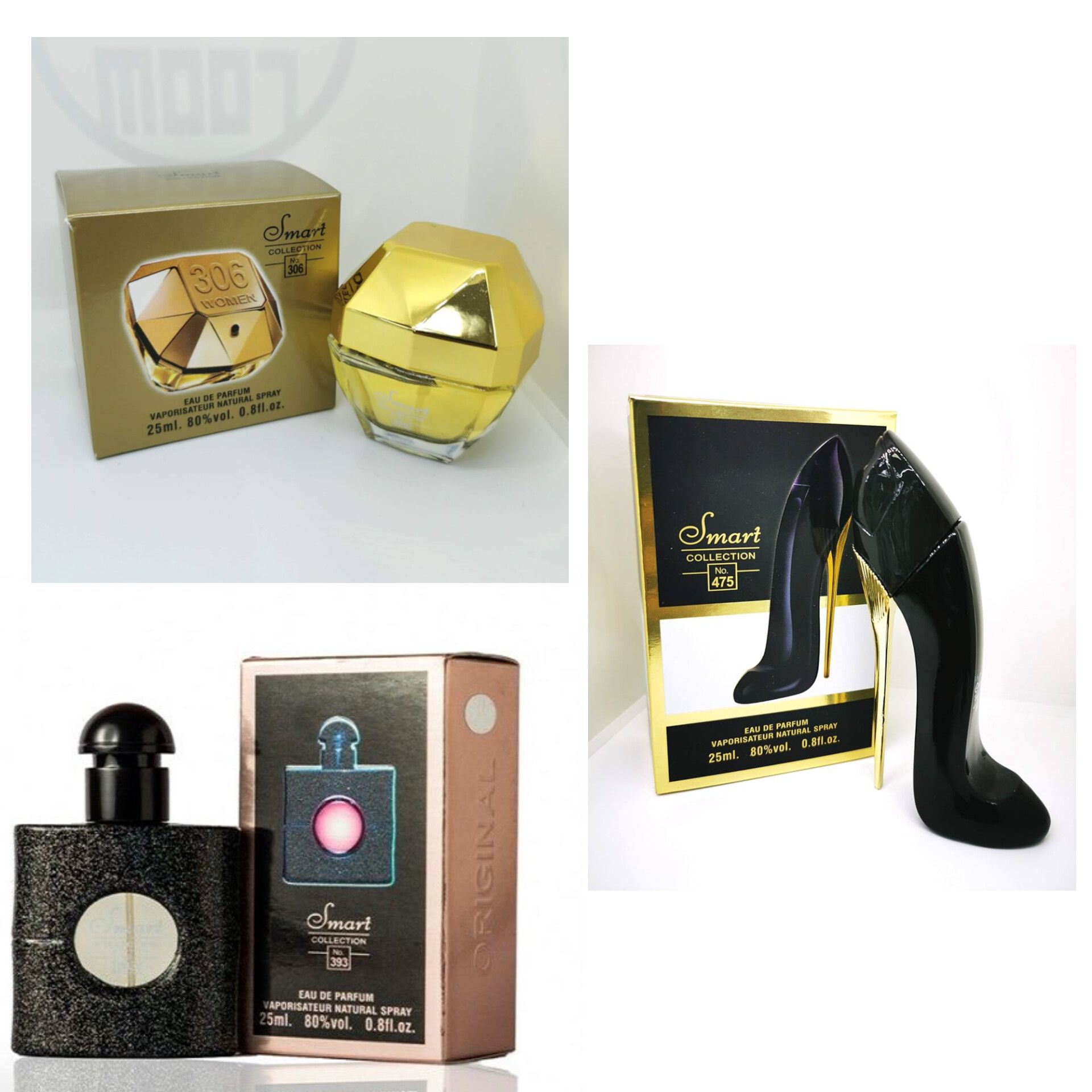 3pcs Smart collection Lady million 306 perfume + Good girl 475 perfume + FREE Black opium 393 perfume 3pcs perfume