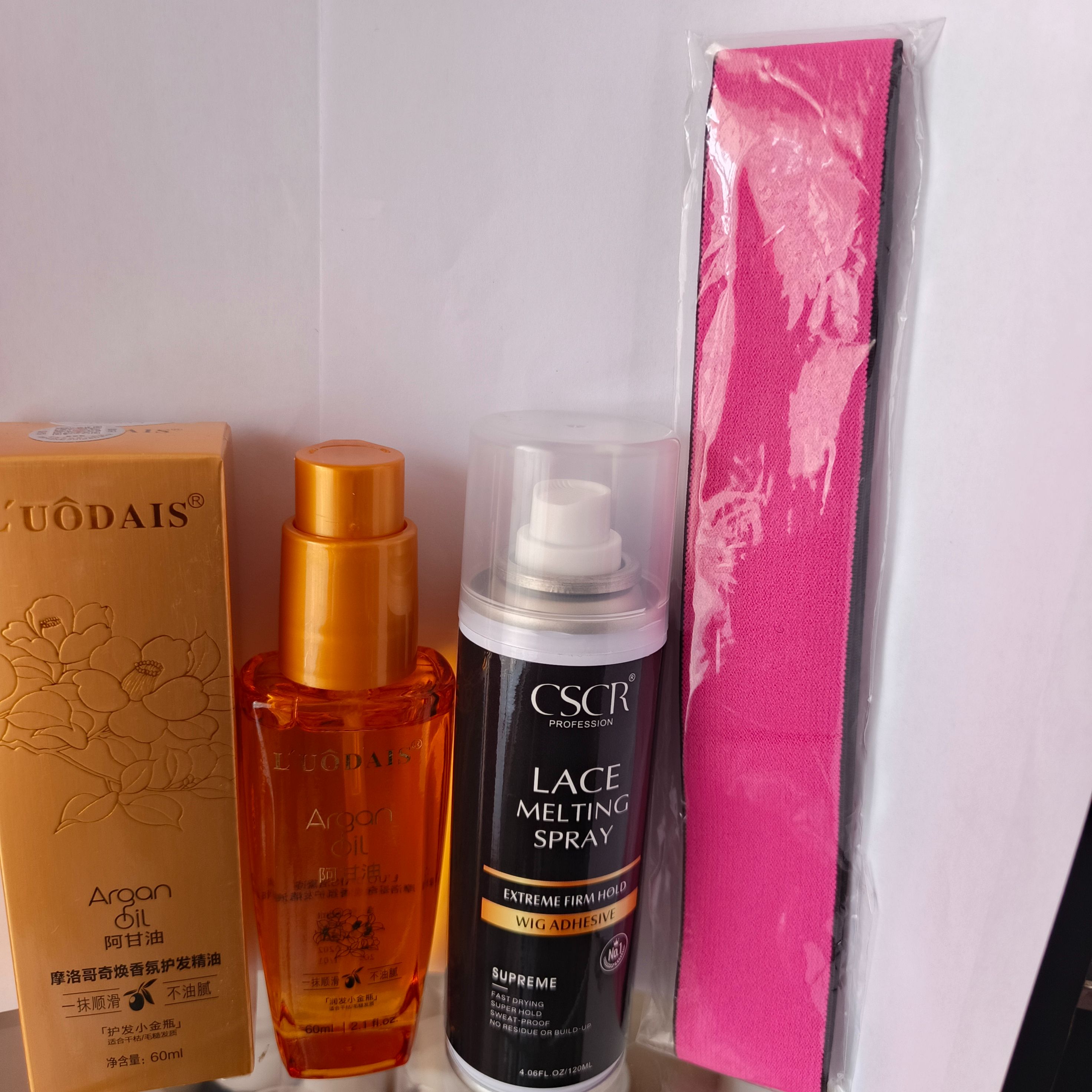 CSCR Lace melting Spray Lace Firm Hold wig adhesive + FREE Argan oil + Lace Band