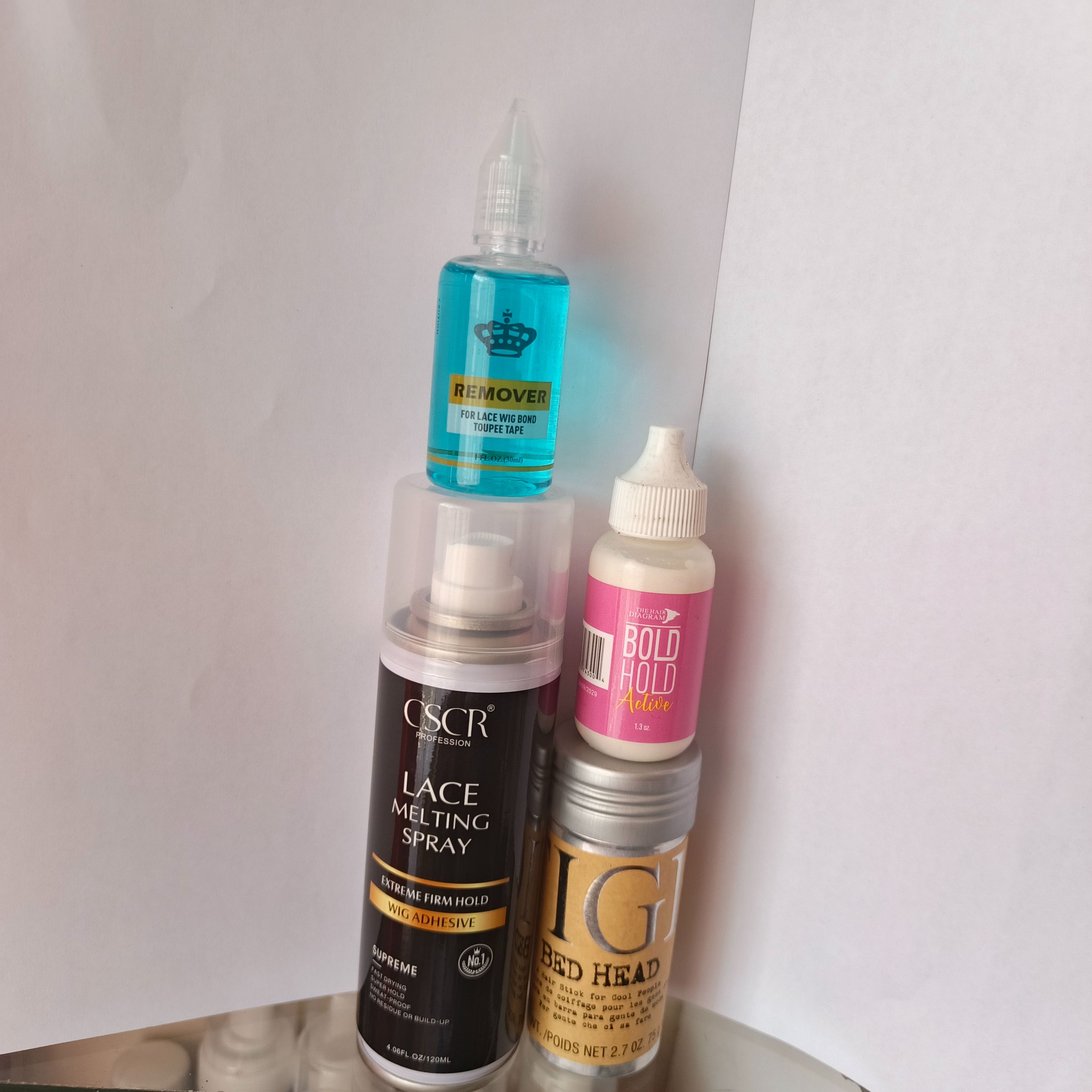 Wig Lace melting Spray + Wax stick + glue Remover + Wig glue, Wig installation Hair set + FREE  Hair serum