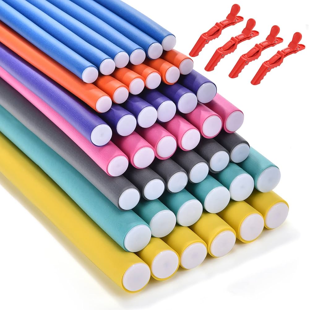Hair curling rods , Flexible & Soft  + FREE Hair styling pack clips