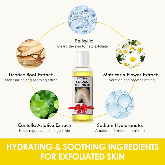 Extra Strong Peeling Oil, Peeling Oil for Dark Skin, Yellow Peeling Oil, Exfoliating Peeling Solution for Hand Feet, Chemical Peel for Face, 110ML