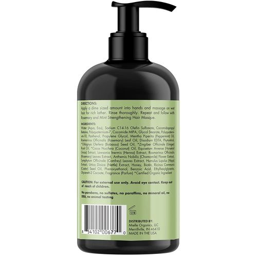 Mielle Organics Rosemary Mint Strengthening Shampoo- Infused with Biotin & Encourages Hair Growth - 355ml