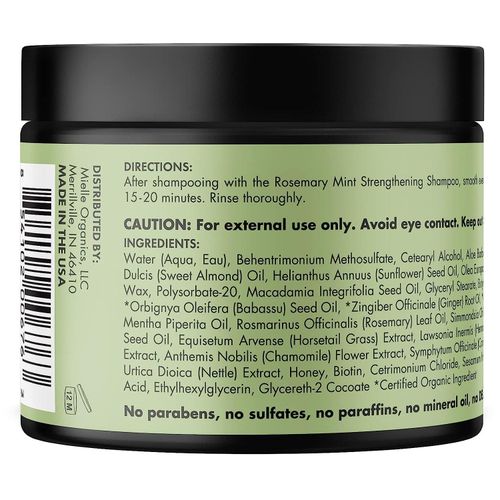Mielle Organics Rosemary Mint Strengthening Hair Masque, Essential Oil & Biotin Deep Treatment -340g